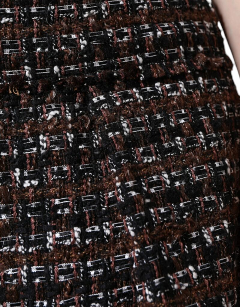 Dolce & Gabbana Multicolor High Waist Tartan Tweed A-line Mini Skirt - Image 5