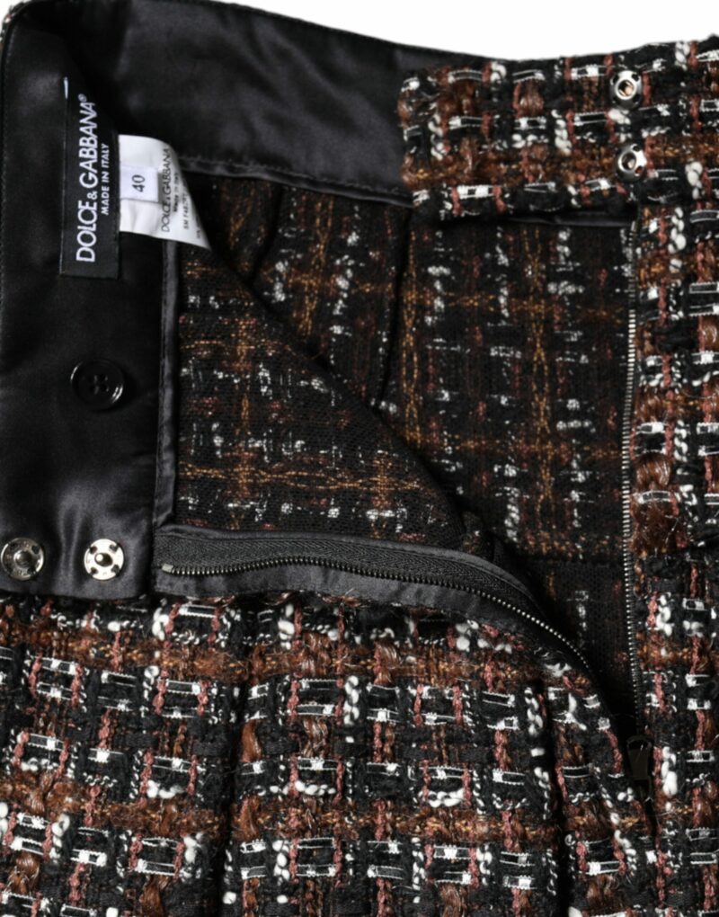 Dolce & Gabbana Multicolor High Waist Tartan Tweed A-line Mini Skirt - Image 6