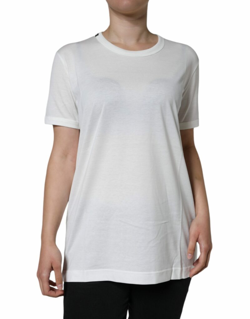 Dolce & Gabbana White Cotton Crew Neck Short Sleeve T-shirt - Image 2