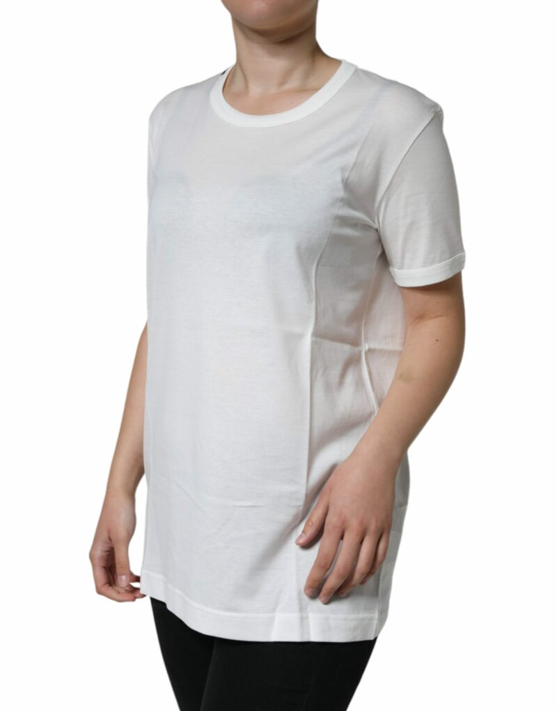 Dolce & Gabbana White Cotton Crew Neck Short Sleeve T-shirt - Image 3