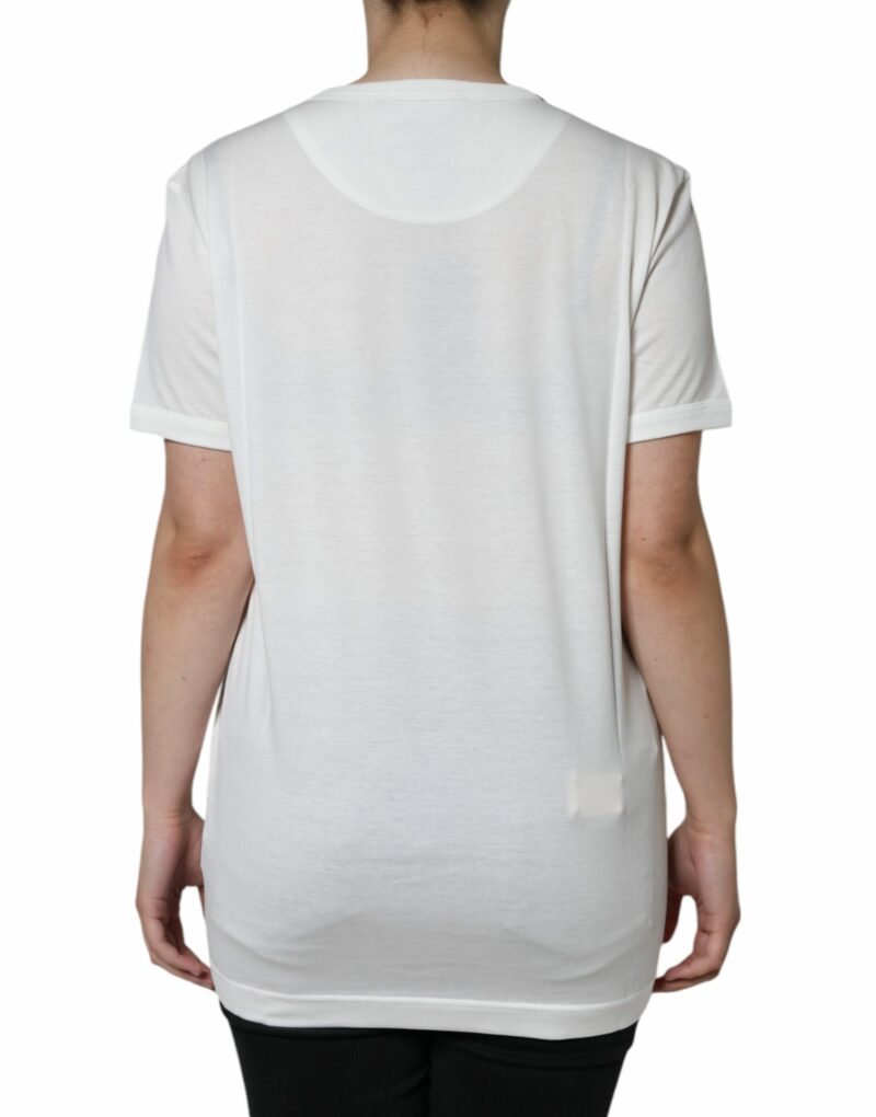 Dolce & Gabbana White Cotton Crew Neck Short Sleeve T-shirt - Image 4