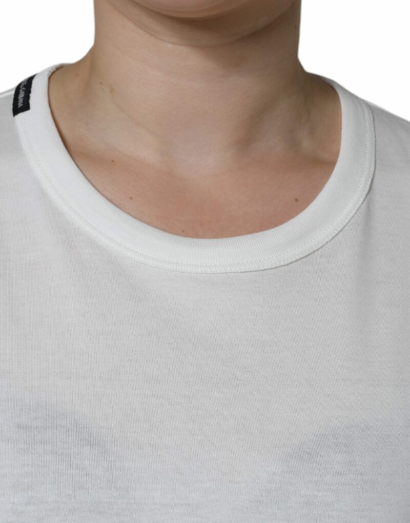 Dolce & Gabbana White Cotton Crew Neck Short Sleeve T-shirt - Image 5