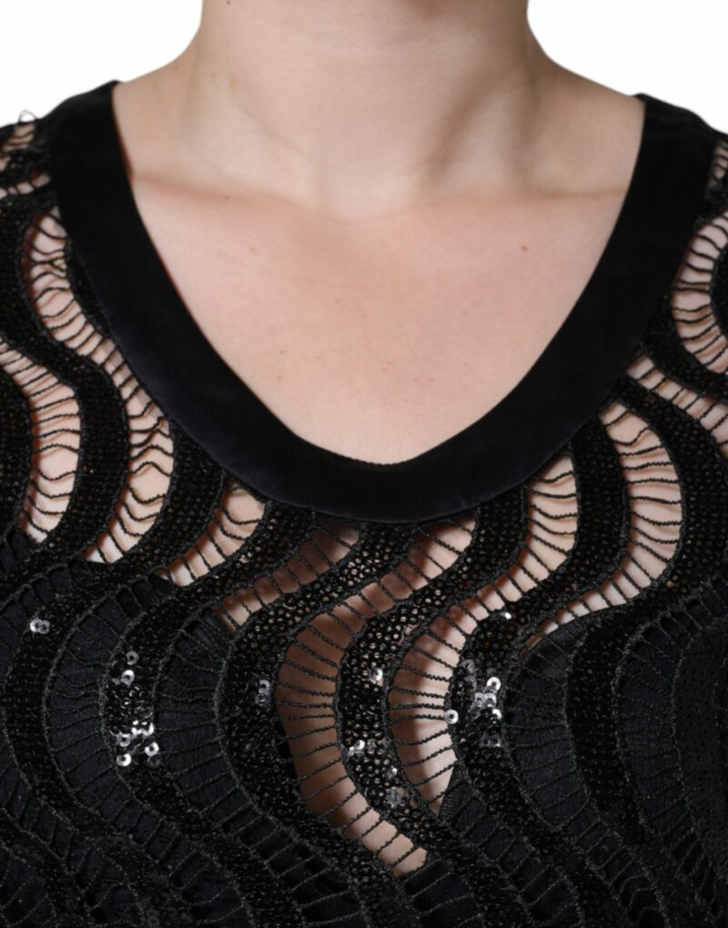 Dolce & Gabbana Black Sequin Sleeveless Tank Blouse Top - Image 5