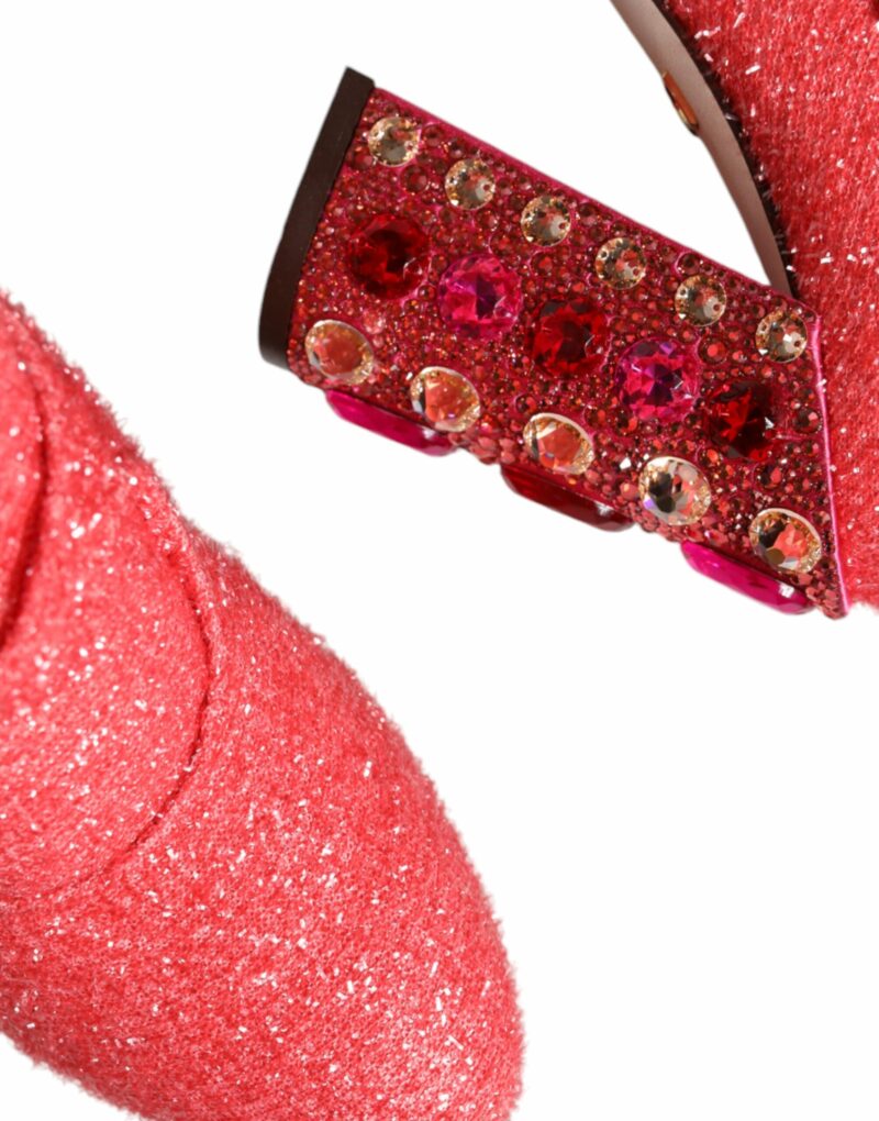 Dolce & Gabbana Pink Crystal Lurex Fantasy High Boots Shoes - Image 6