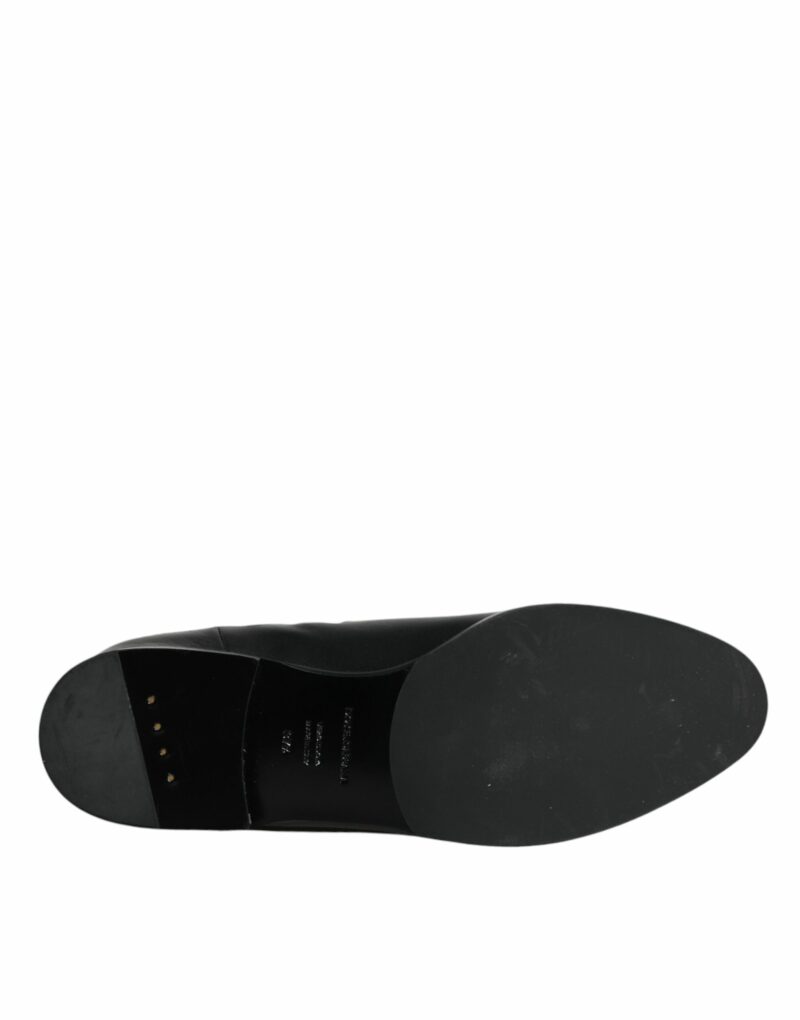 Dolce & Gabbana Black Leather Logo Mid Calf Boots Shoes - Image 7