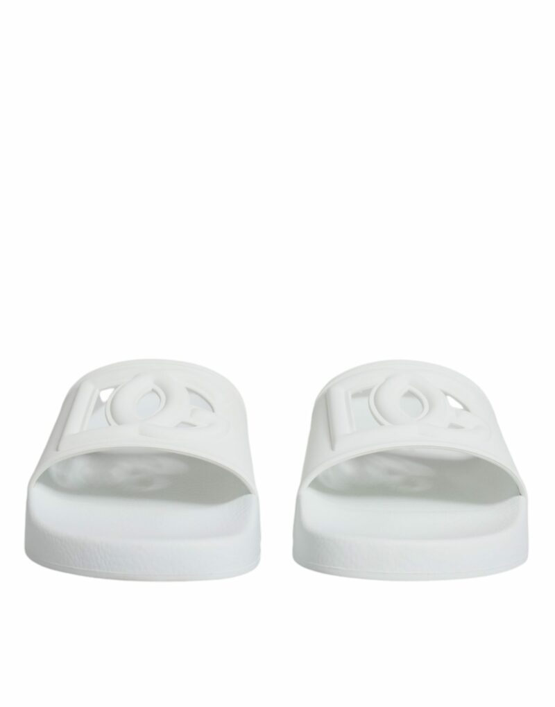 Dolce & Gabbana White Rubber Slides Sandals Beachwear Shoes - Image 2