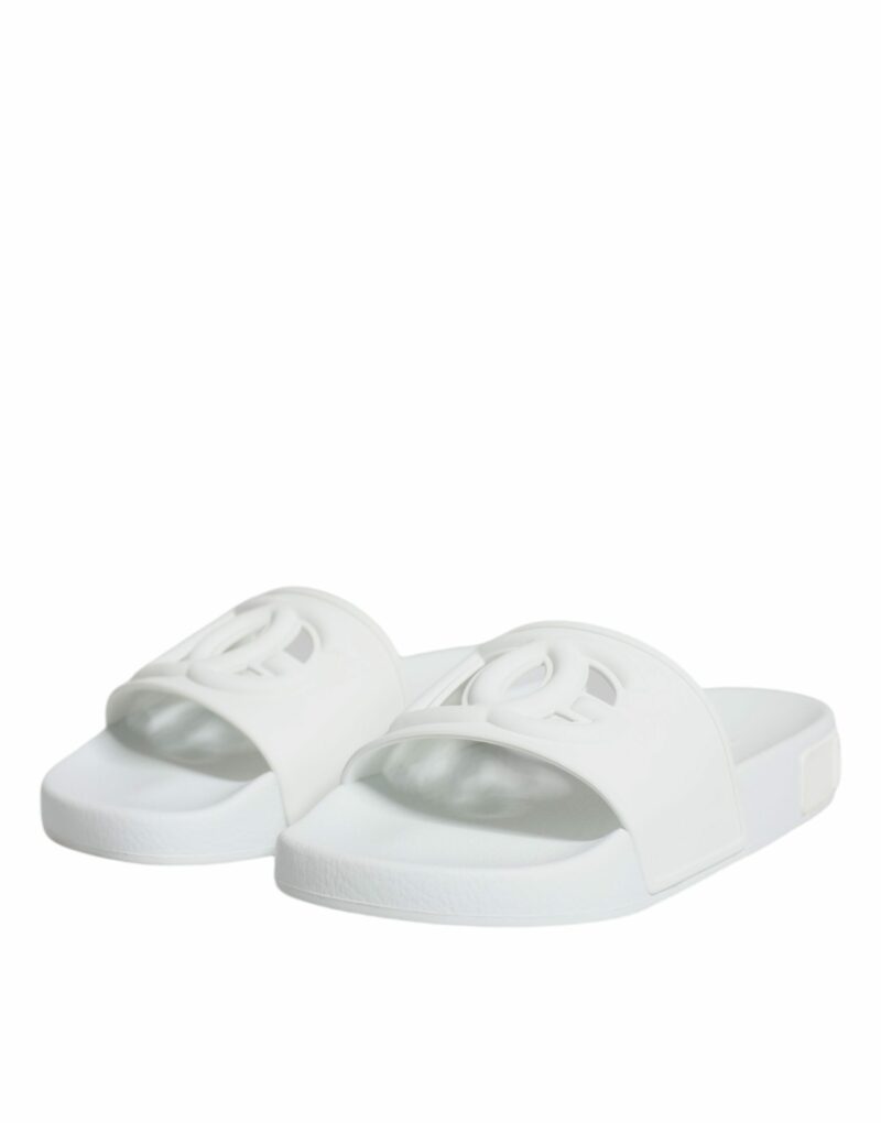 Dolce & Gabbana White Rubber Slides Sandals Beachwear Shoes - Image 4