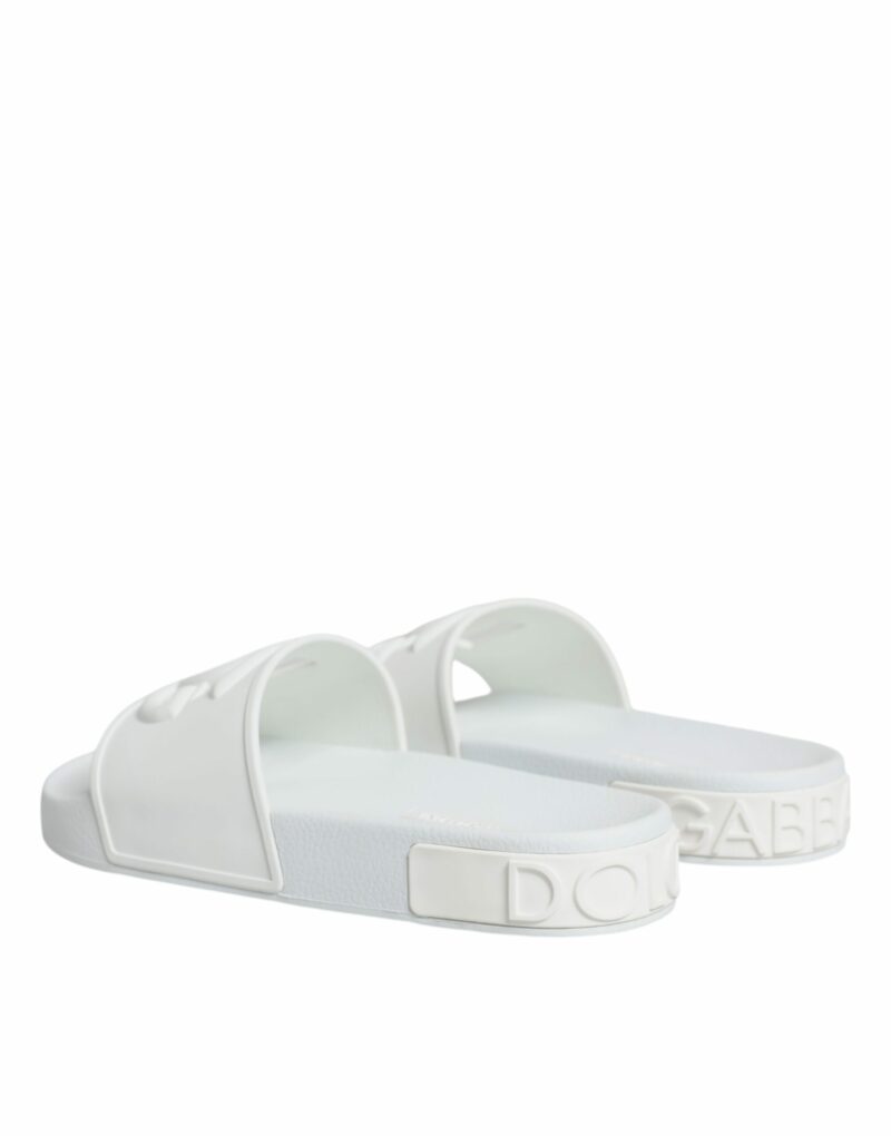 Dolce & Gabbana White Rubber Slides Sandals Beachwear Shoes - Image 5
