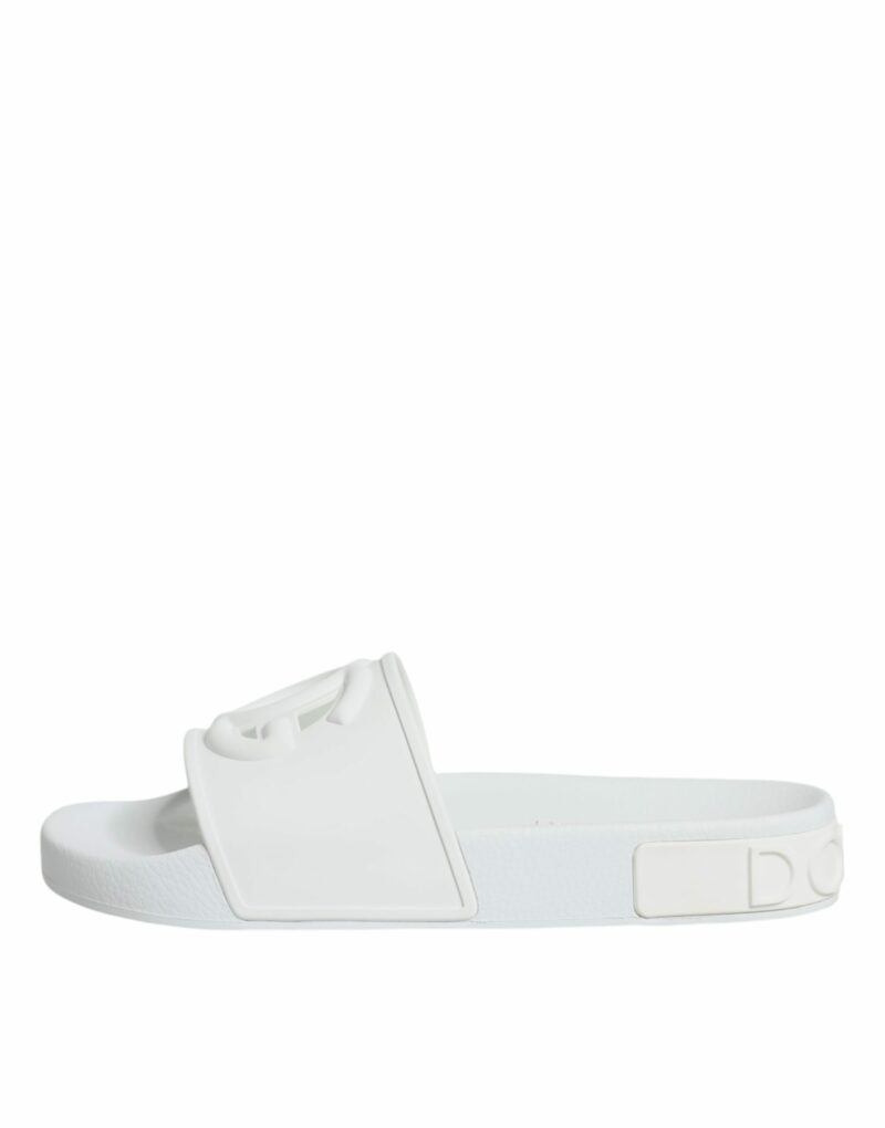 Dolce & Gabbana White Rubber Slides Sandals Beachwear Shoes - Image 6