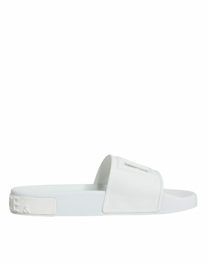 Dolce & Gabbana White Rubber Slides Sandals Beachwear Shoes - Image 7