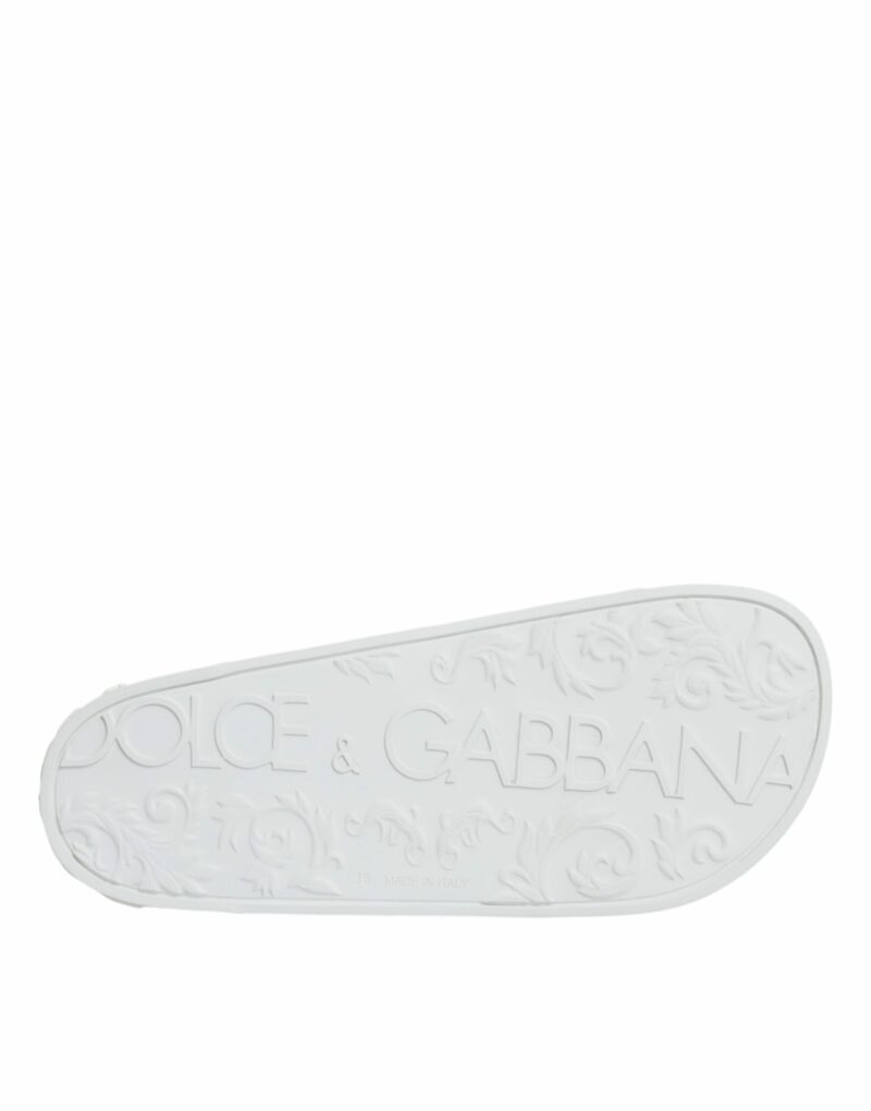 Dolce & Gabbana White Rubber Slides Sandals Beachwear Shoes - Image 8