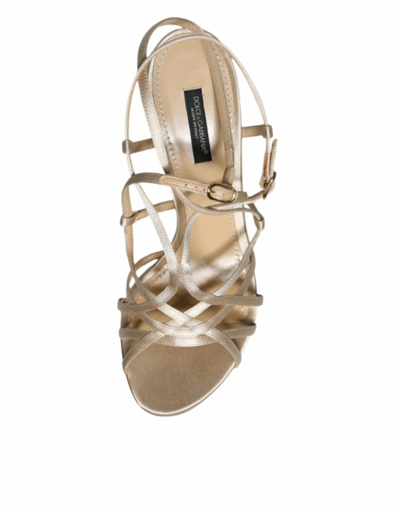 Dolce & Gabbana Beige Leather Stiletto Heels Sandals Shoes - Image 6