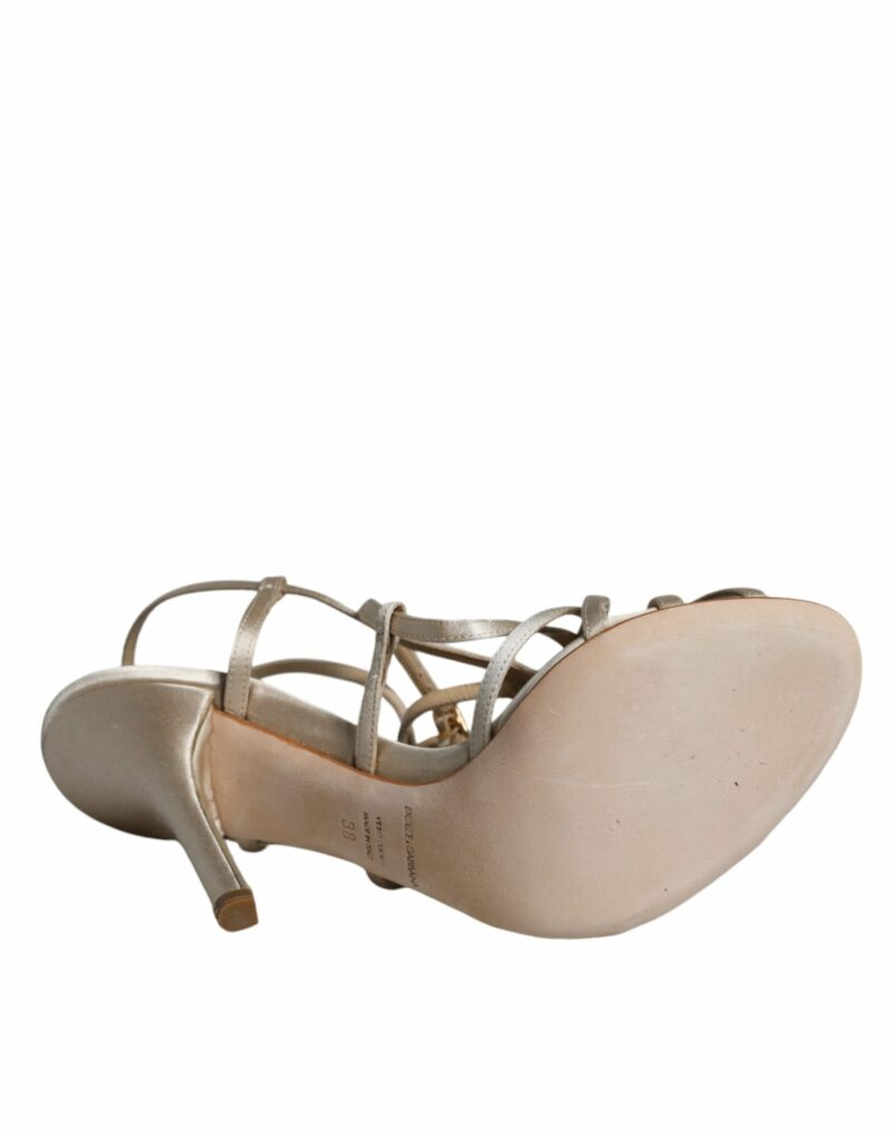 Dolce & Gabbana Beige Leather Stiletto Heels Sandals Shoes - Image 8