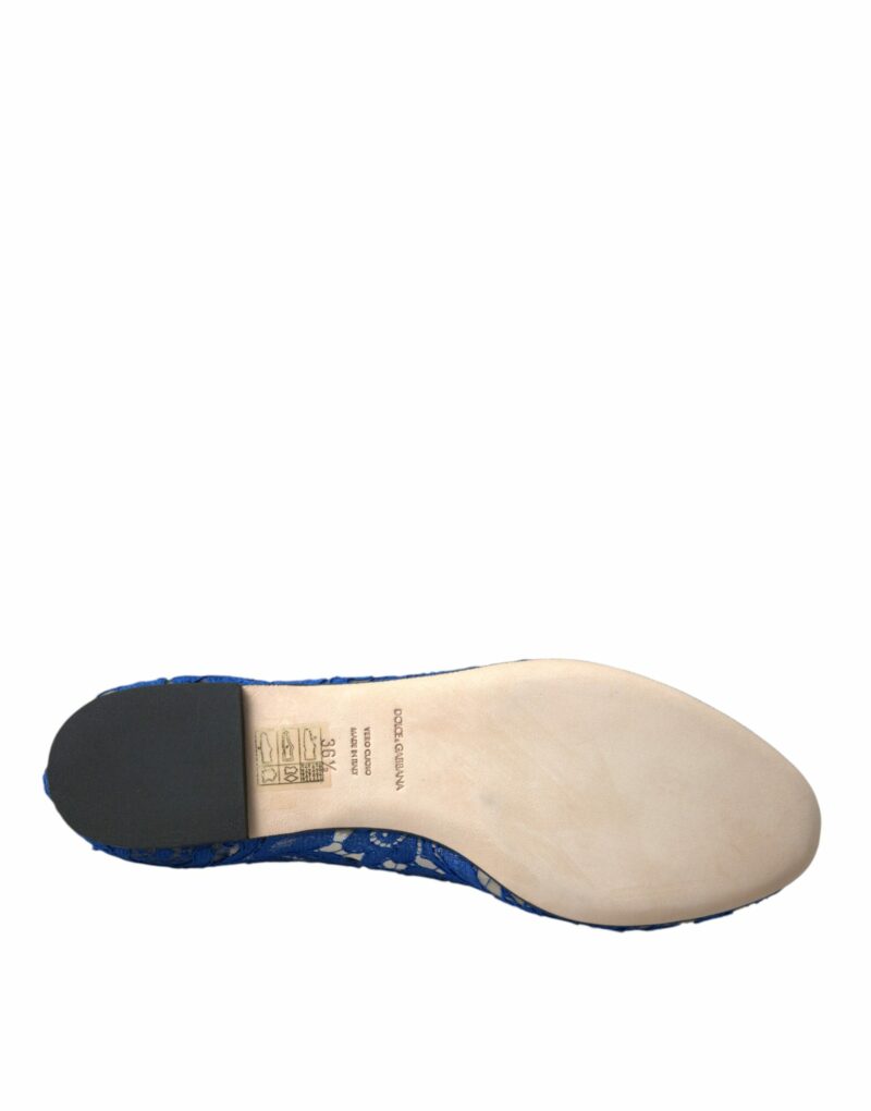 Dolce & Gabbana Blue Lace Crystal Ballet Flats Loafers Shoes - Image 8