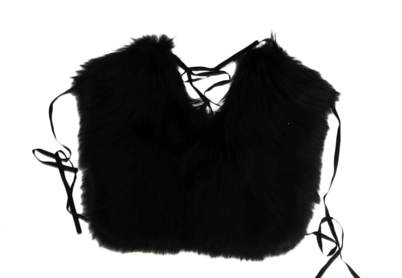 Dolce & Gabbana Elegant Black Silver Fox Fur Wrap Scarf - Image 4