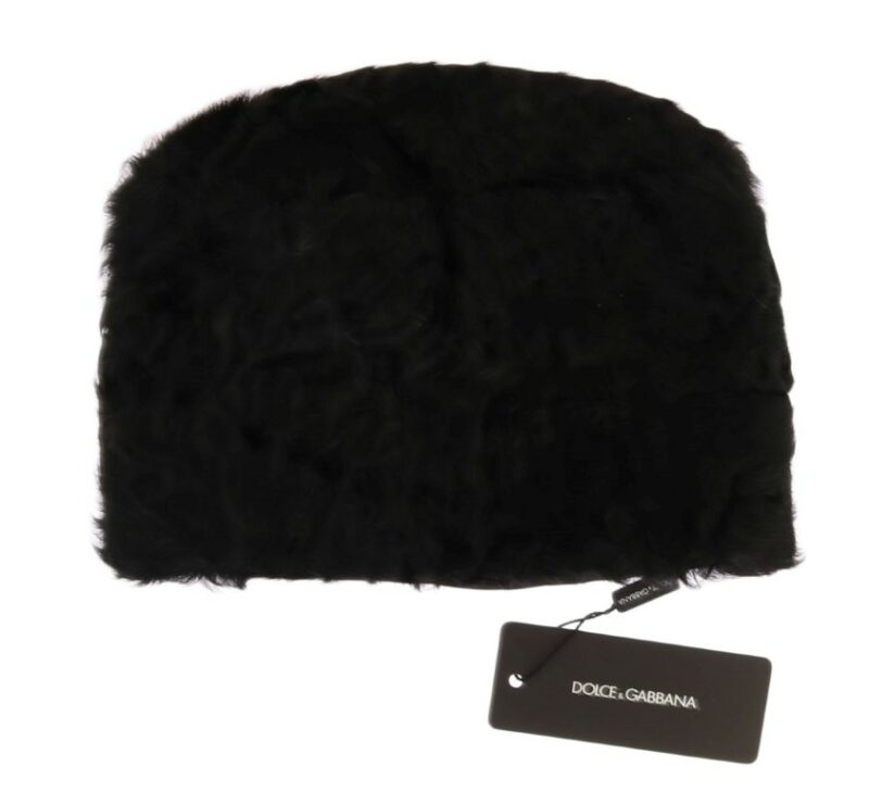 Dolce & Gabbana Elegant Black Xiangao Fur Beanie Hat - Image 4