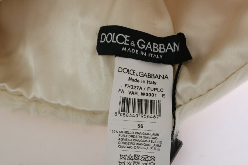 Dolce & Gabbana Elegant White Fur Beanie Luxury Winter Hat - Image 5