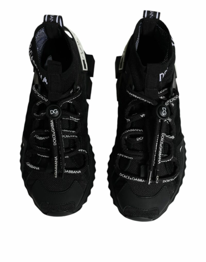 Dolce & Gabbana Black Sorrento Socks Logo Sneakers Shoes - Image 3