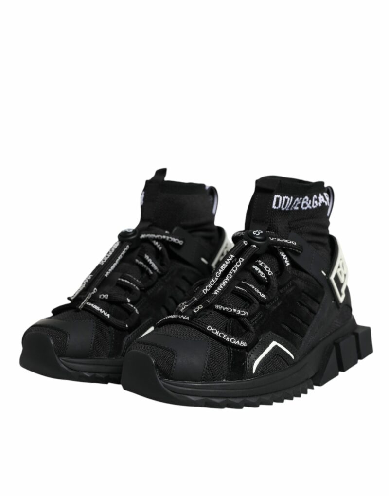 Dolce & Gabbana Black Sorrento Socks Logo Sneakers Shoes - Image 4