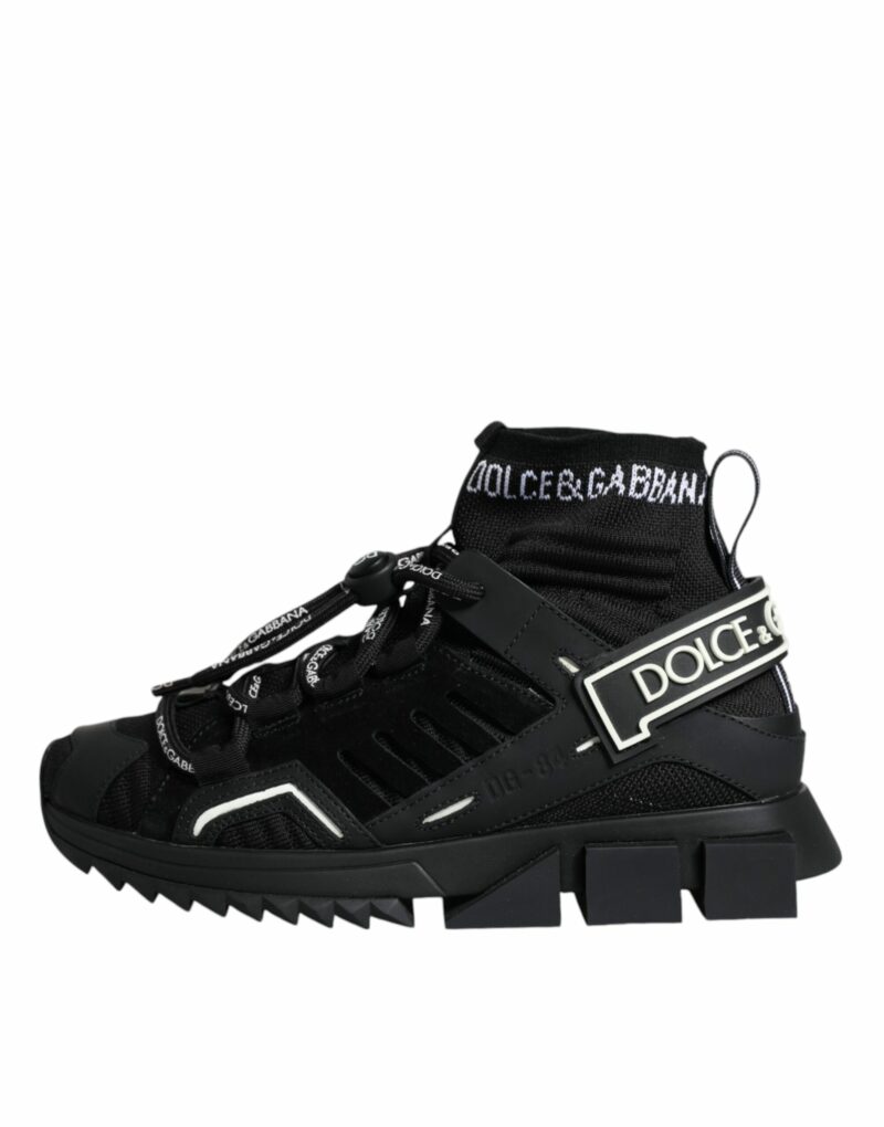 Dolce & Gabbana Black Sorrento Socks Logo Sneakers Shoes - Image 6