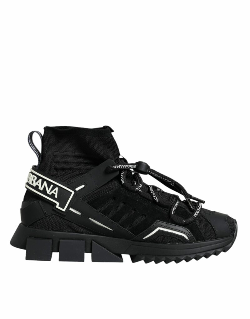 Dolce & Gabbana Black Sorrento Socks Logo Sneakers Shoes - Image 7