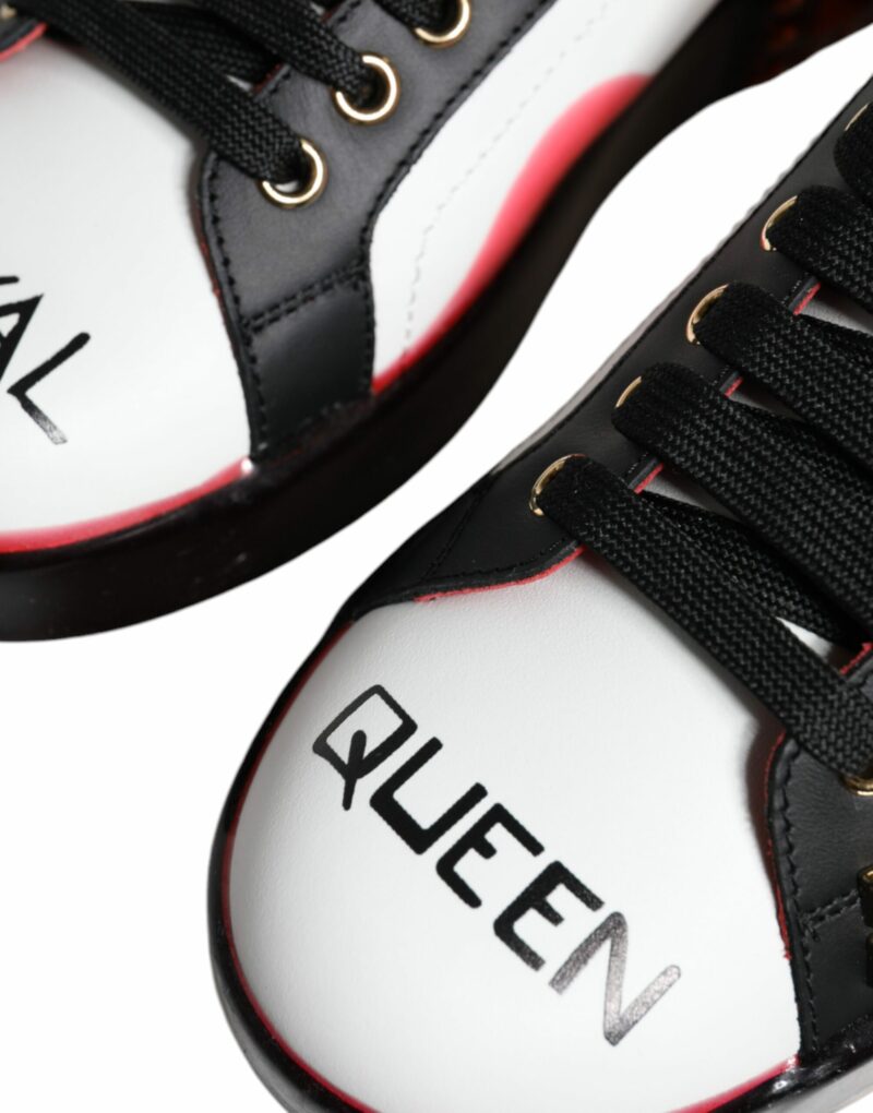 Dolce & Gabbana White Red Crystals Leather Portofino Sneakers Shoes - Image 6