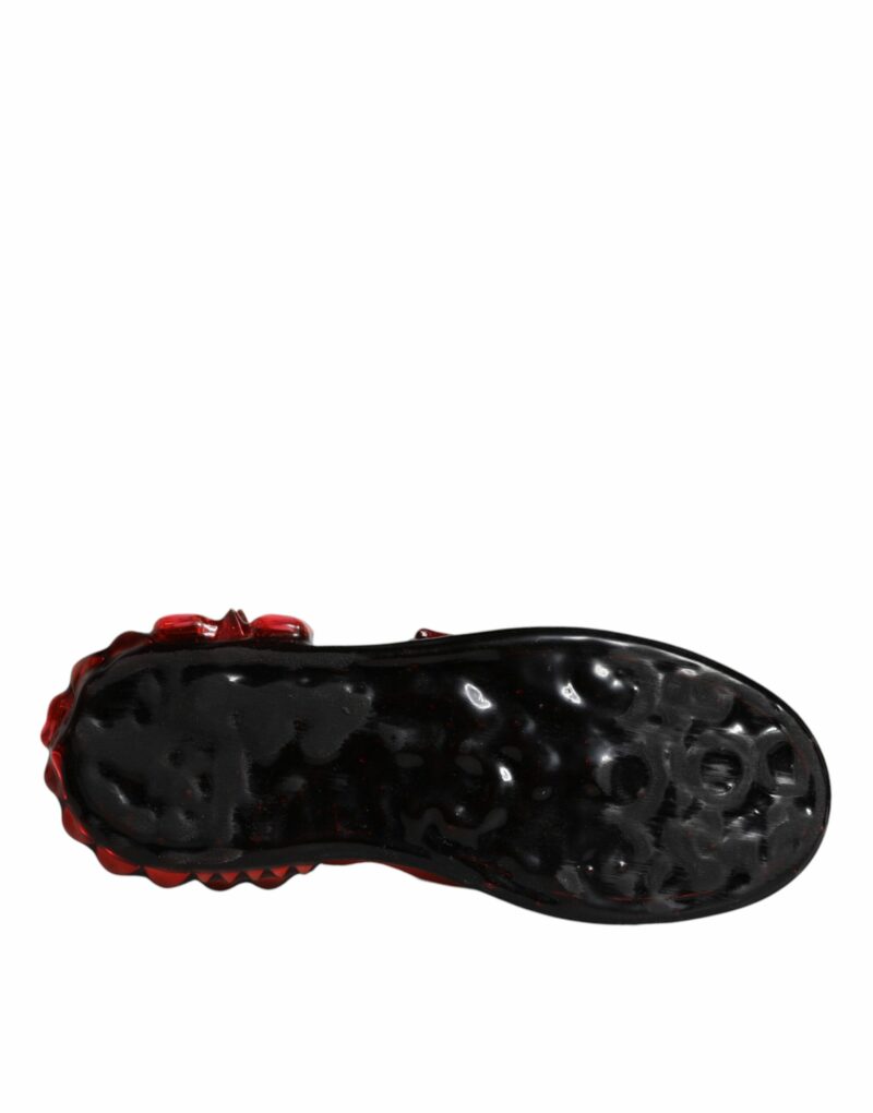 Dolce & Gabbana White Red Crystals Leather Portofino Sneakers Shoes - Image 8