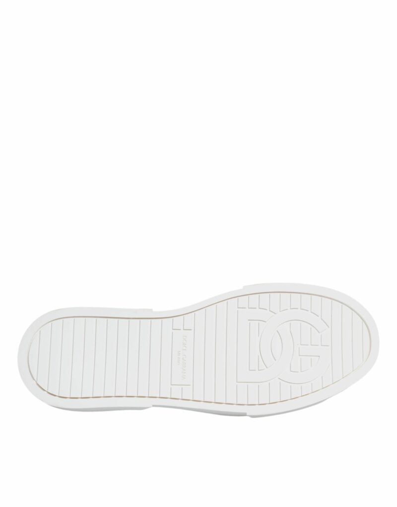 Dolce & Gabbana Pink White Canvas Logo Low Top Sneakers Shoes - Image 8