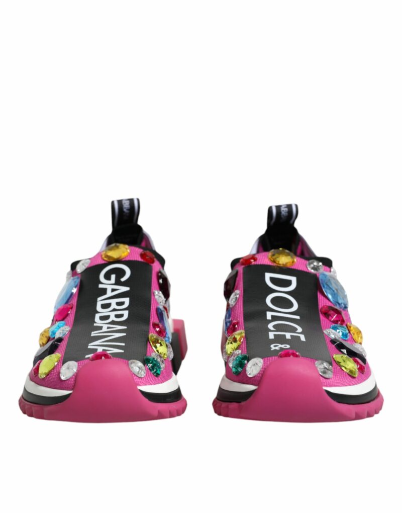 Dolce & Gabbana Pink Sorrento Crystals Low Top Sneakers Shoes - Image 2