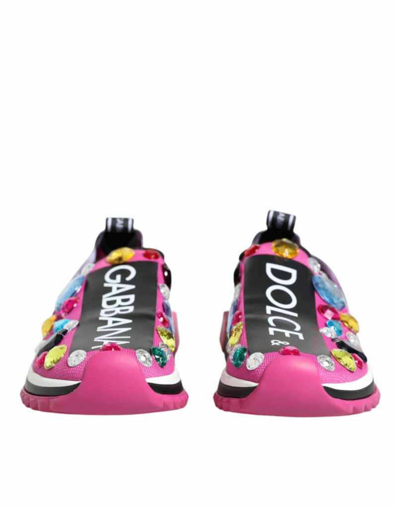 Dolce & Gabbana Pink Sorrento Crystals Low Top Sneakers Shoes - Image 6