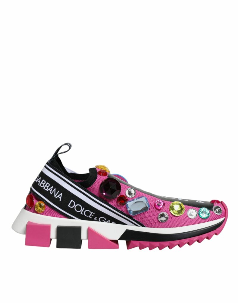 Dolce & Gabbana Pink Sorrento Crystals Low Top Sneakers Shoes - Image 8