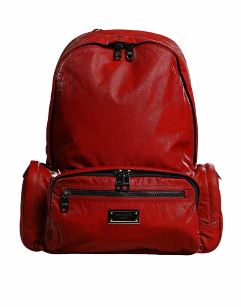 Dolce & Gabbana Red Patent Leather Logo Plaque Backpack Bag - Image 2