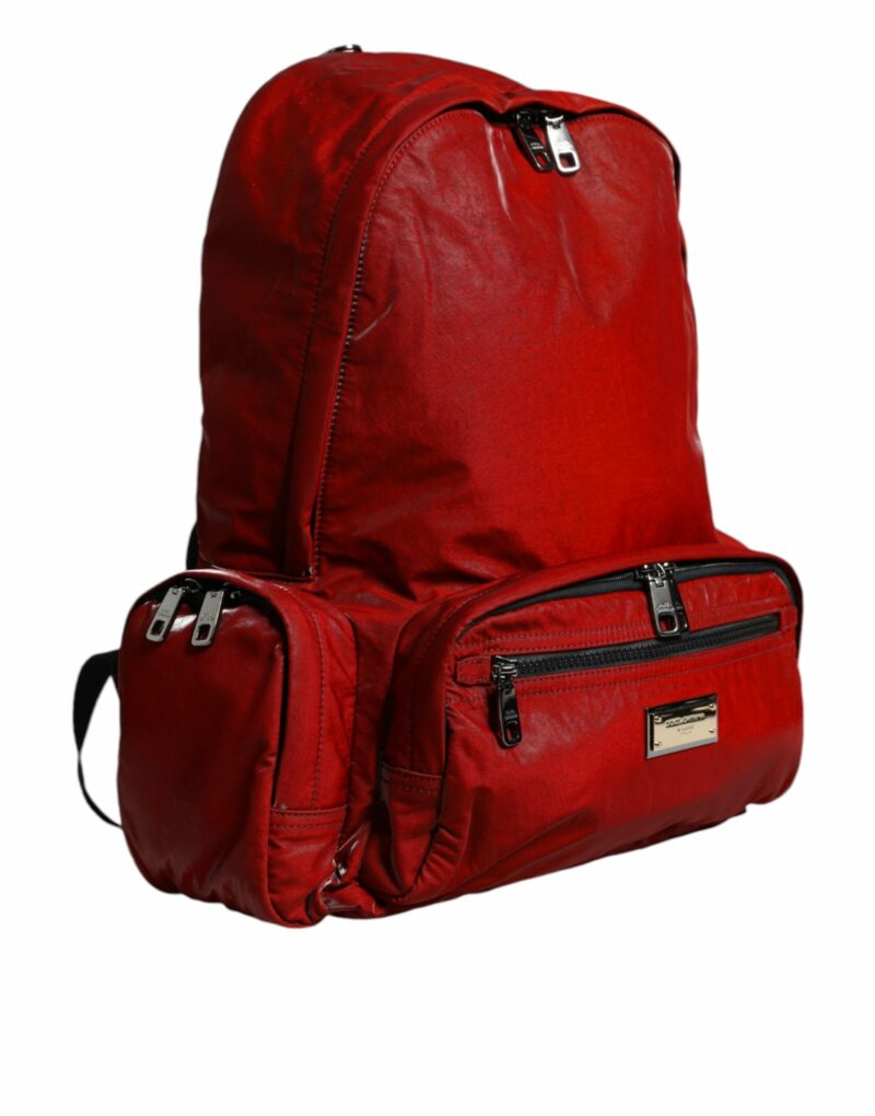 Dolce & Gabbana Red Patent Leather Logo Plaque Backpack Bag - Image 3
