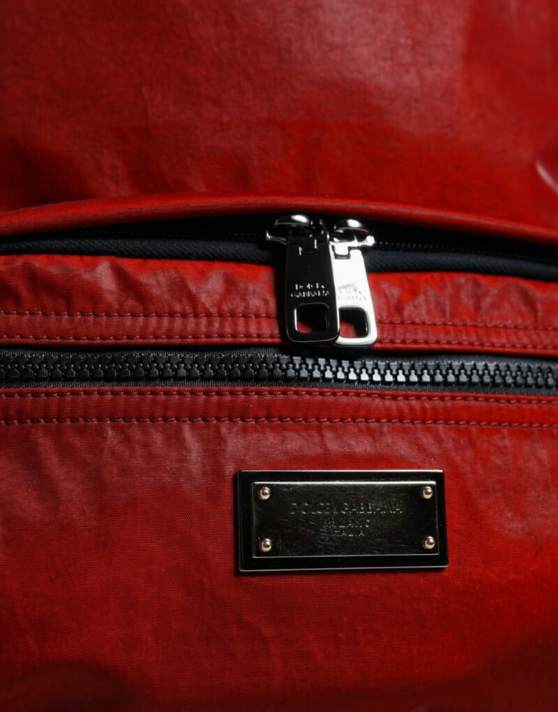 Dolce & Gabbana Red Patent Leather Logo Plaque Backpack Bag - Image 6