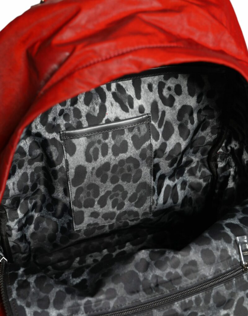 Dolce & Gabbana Red Patent Leather Logo Plaque Backpack Bag - Image 8