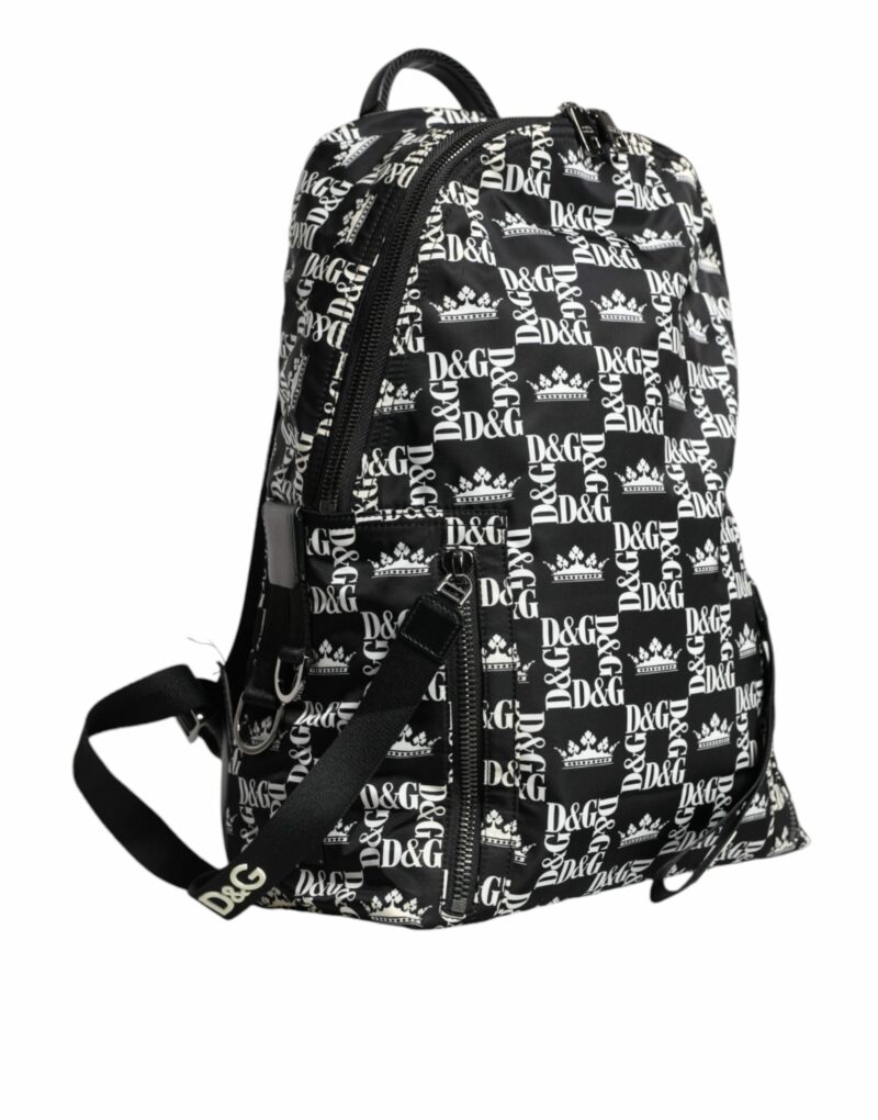Dolce & Gabbana Black White DG Crown Logo Nylon Backpack Bag - Image 3