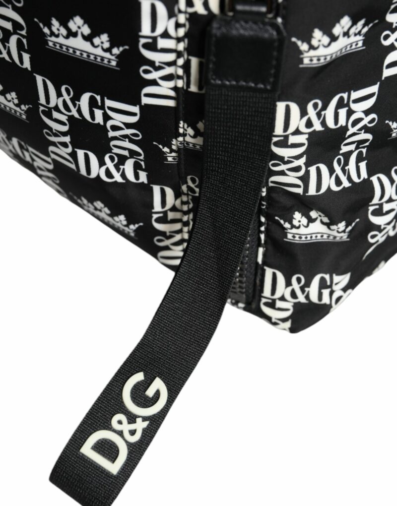 Dolce & Gabbana Black White DG Crown Logo Nylon Backpack Bag - Image 6