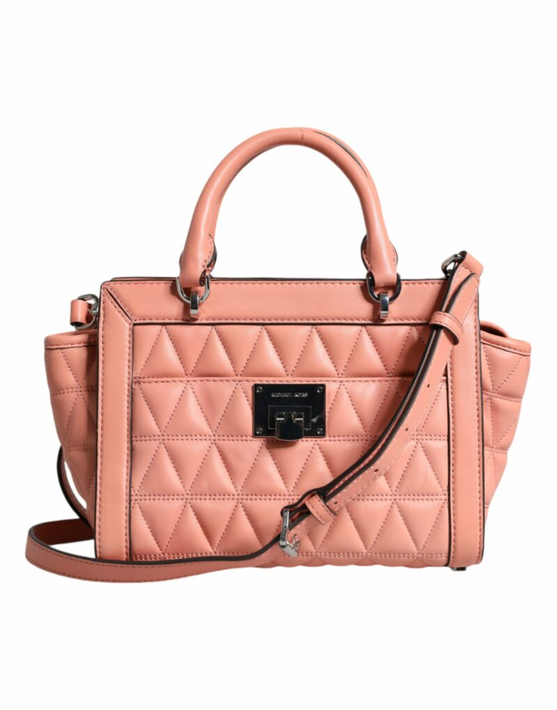 Michael Kors Peach Quilted Leather Logo Crossbody VIVIANNE Messenger Bag - Image 3