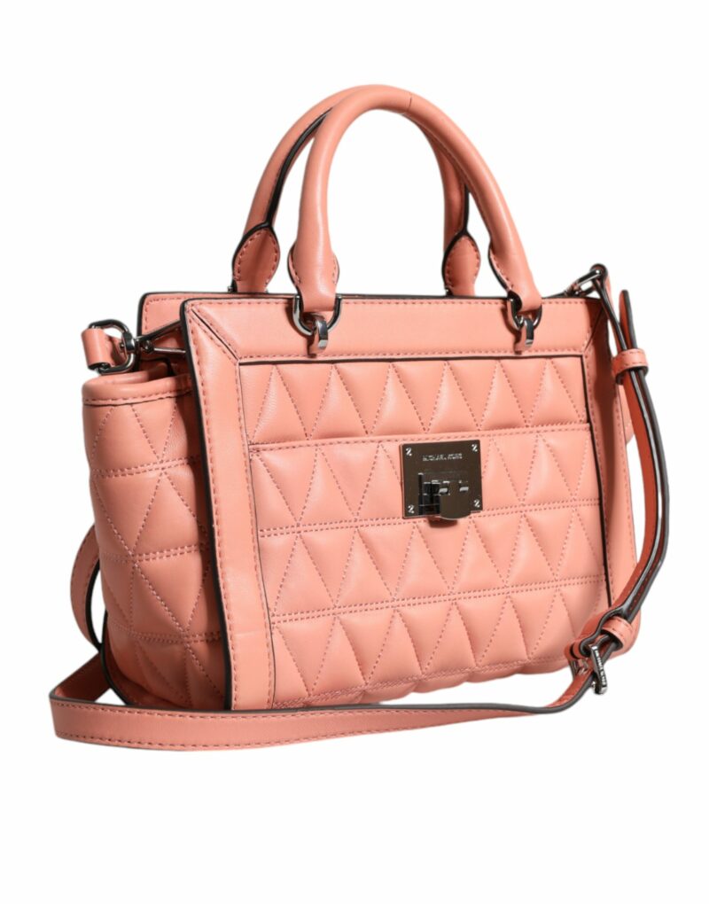 Michael Kors Peach Quilted Leather Logo Crossbody VIVIANNE Messenger Bag - Image 4