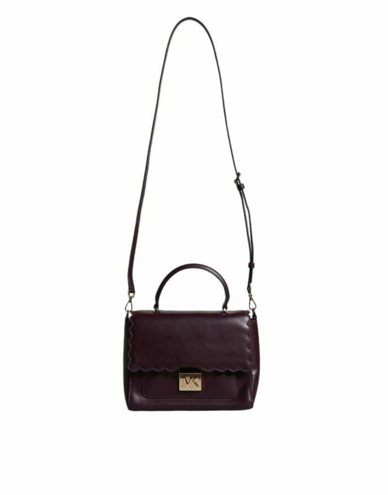 Michael Kors Purple Leather Logo Plaque Crossbody MINDY Satchel Bag - Image 2