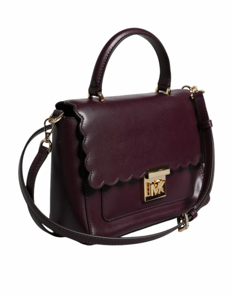 Michael Kors Purple Leather Logo Plaque Crossbody MINDY Satchel Bag - Image 4