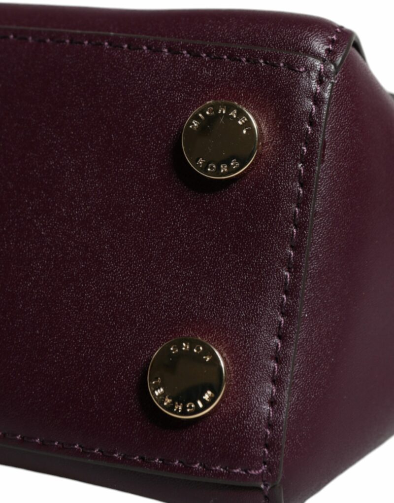 Michael Kors Purple Leather Logo Plaque Crossbody MINDY Satchel Bag - Image 7