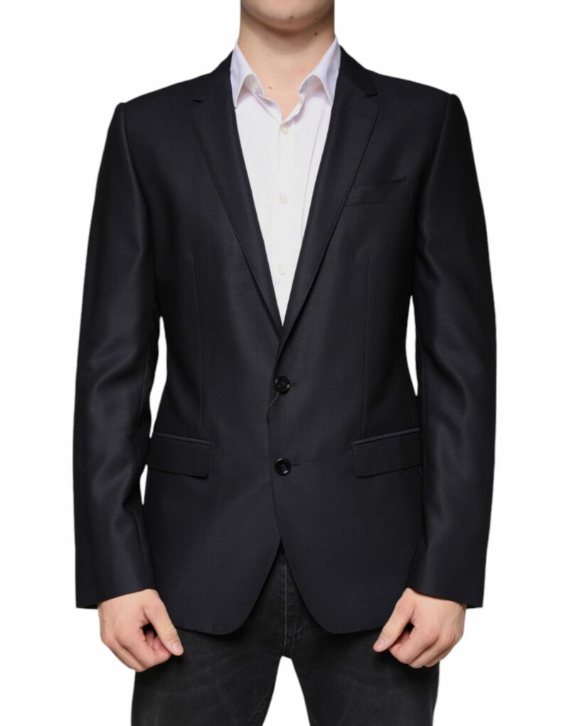 Dolce & Gabbana Dark Blue Wool Single Breasted Dress Coat Blazer - Image 2