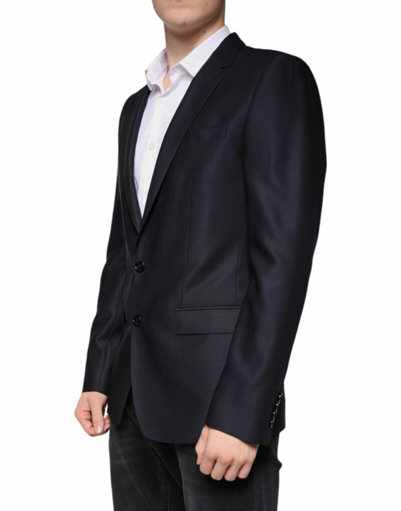 Dolce & Gabbana Dark Blue Wool Single Breasted Dress Coat Blazer - Image 3