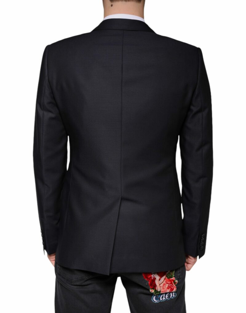 Dolce & Gabbana Dark Blue Wool Single Breasted Dress Coat Blazer - Image 4