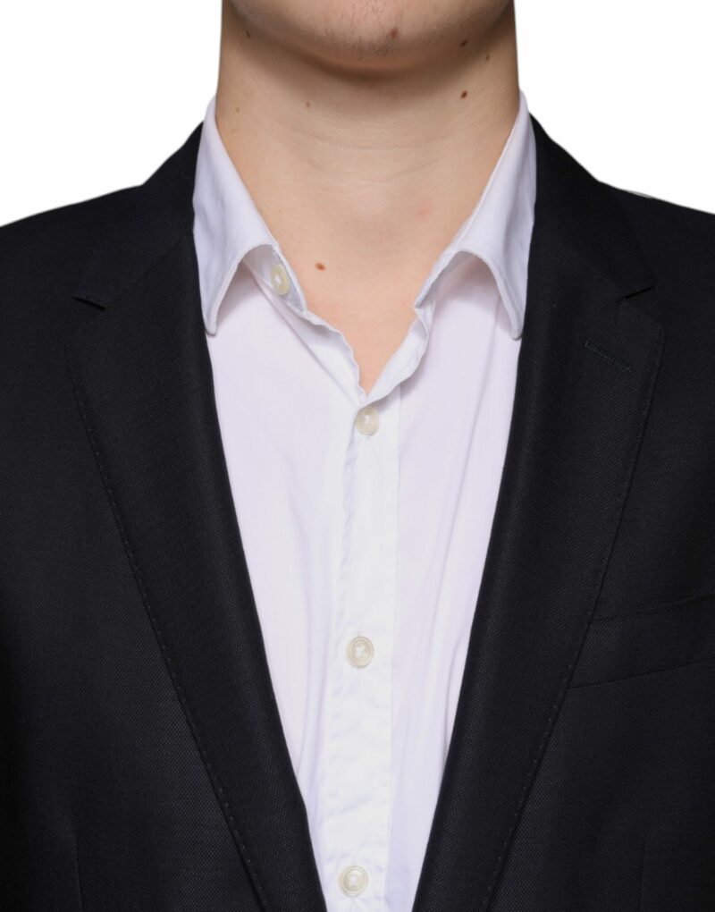 Dolce & Gabbana Dark Blue Wool Single Breasted Dress Coat Blazer - Image 5