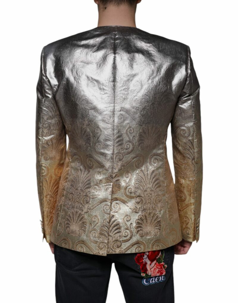 Dolce & Gabbana Gold Jacquard Single Breasted Dress Blazer - Image 4