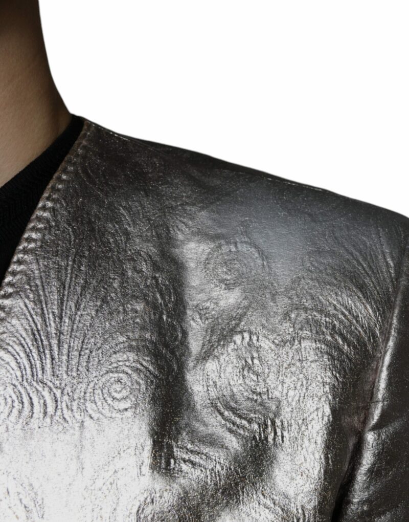 Dolce & Gabbana Gold Jacquard Single Breasted Dress Blazer - Image 6