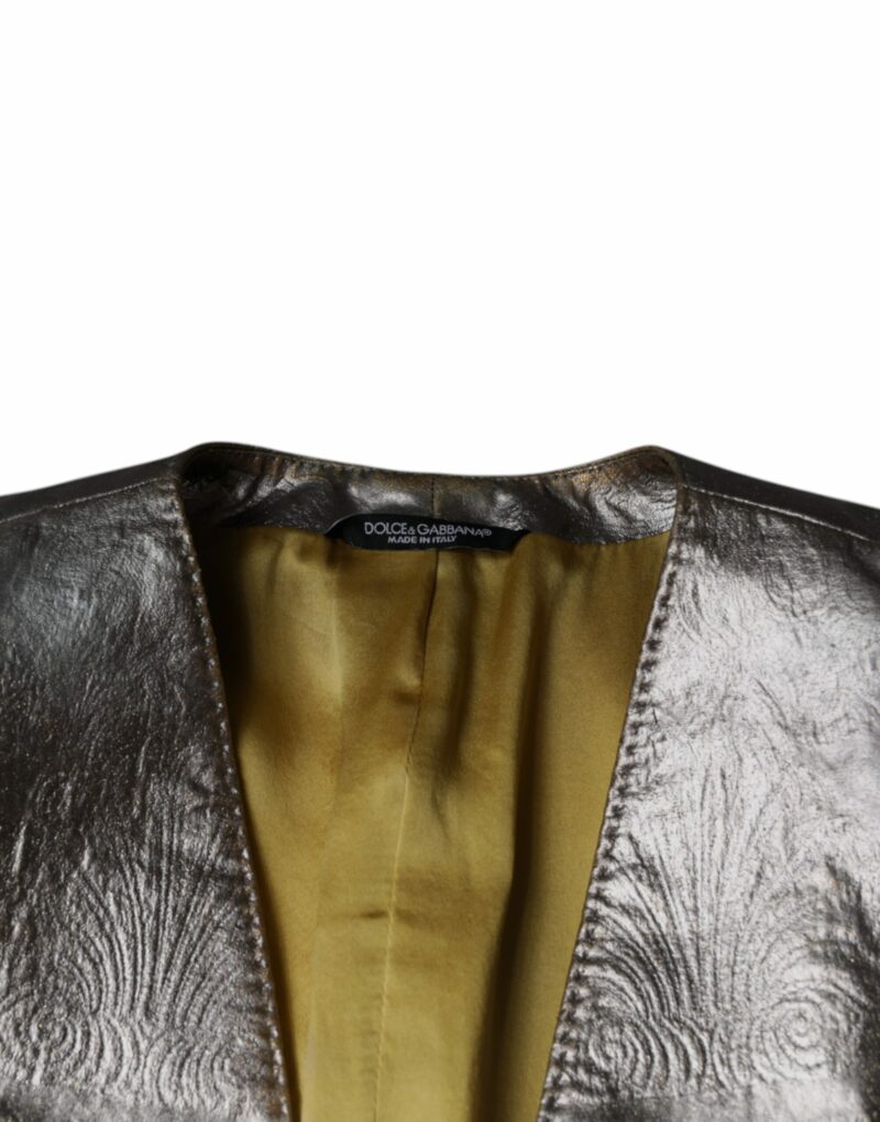 Dolce & Gabbana Gold Jacquard Single Breasted Dress Blazer - Image 7