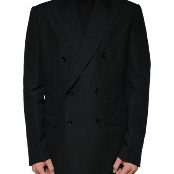 Dolce & Gabbana Black Linen Double Breasted Dress Blazer